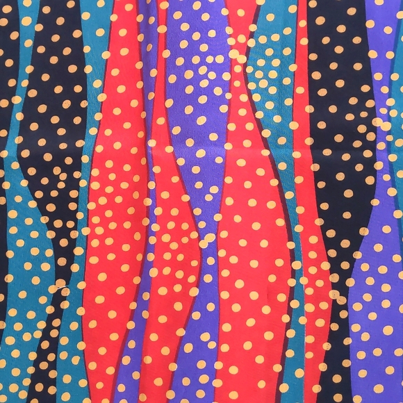 NWOT. 100% Silk Multicolor Design with Polka Dots Fabric. - Picture 4 of 4